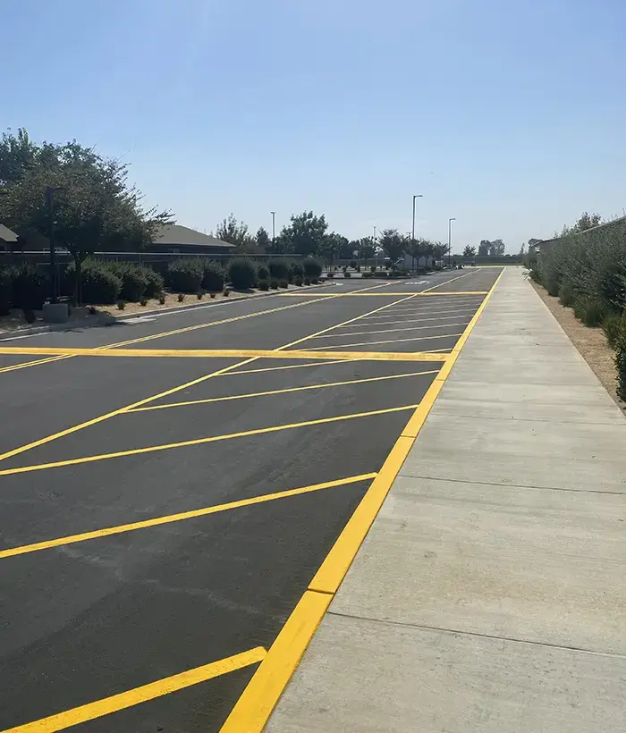 Roadway Asphalt Striping with Reflective Markings